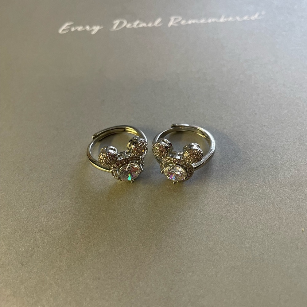 Mickey Mouse head  Silver Gemstone Rings with Polished Finish